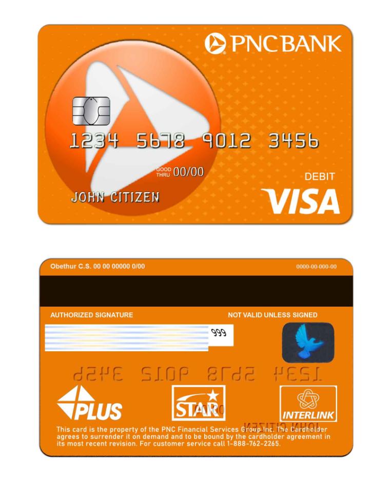USA PNC bank visa debit card